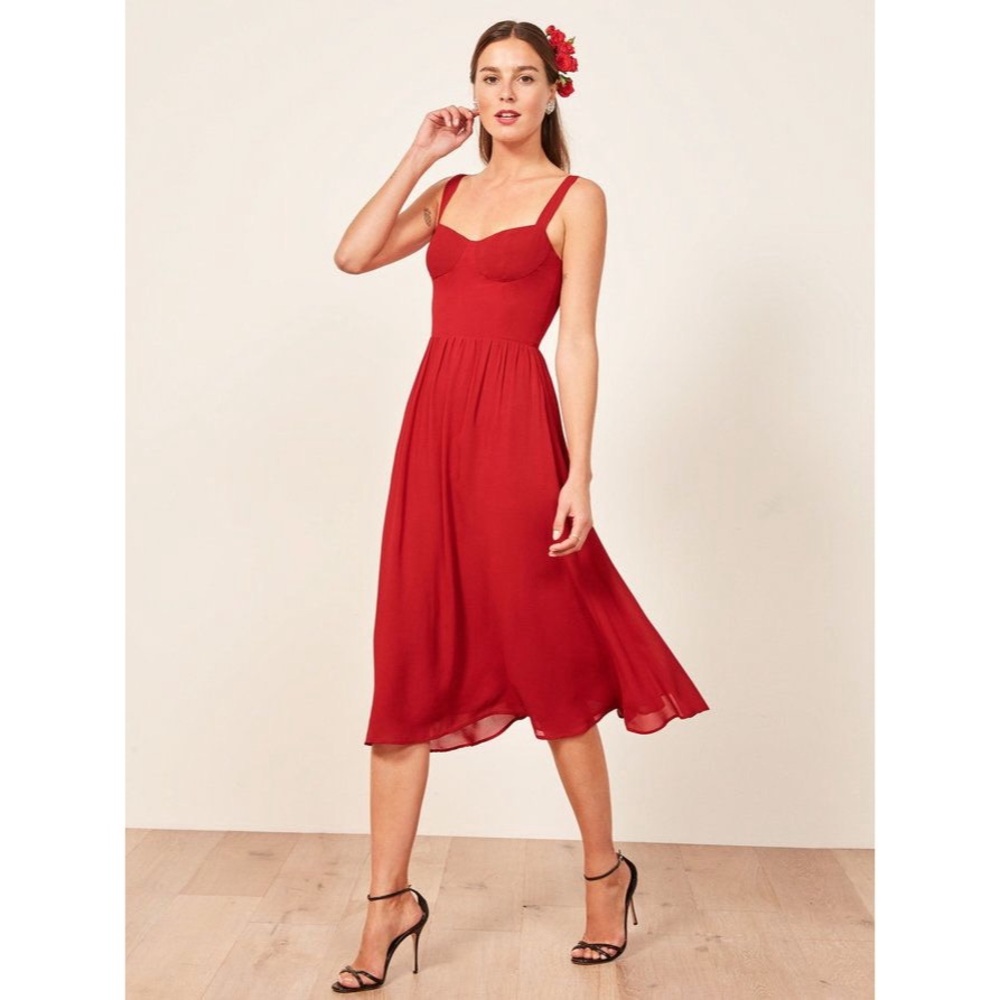 Reformation Red Midi Dress